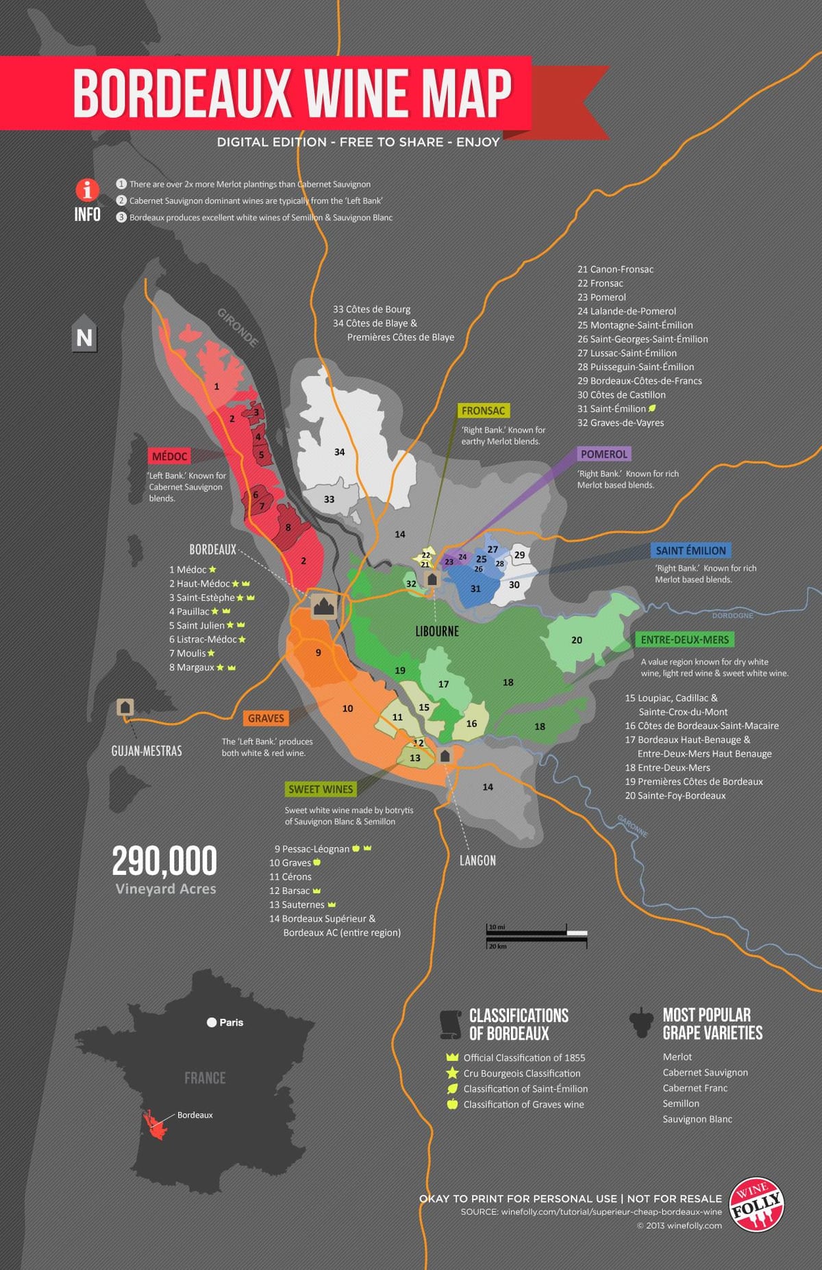 kort over Bordeaux appellation