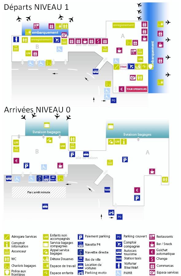 kort over Bordeaux lufthavn