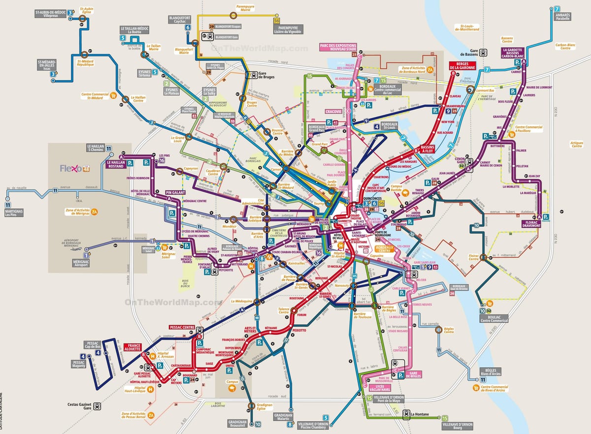 kort over Bordeaux transit