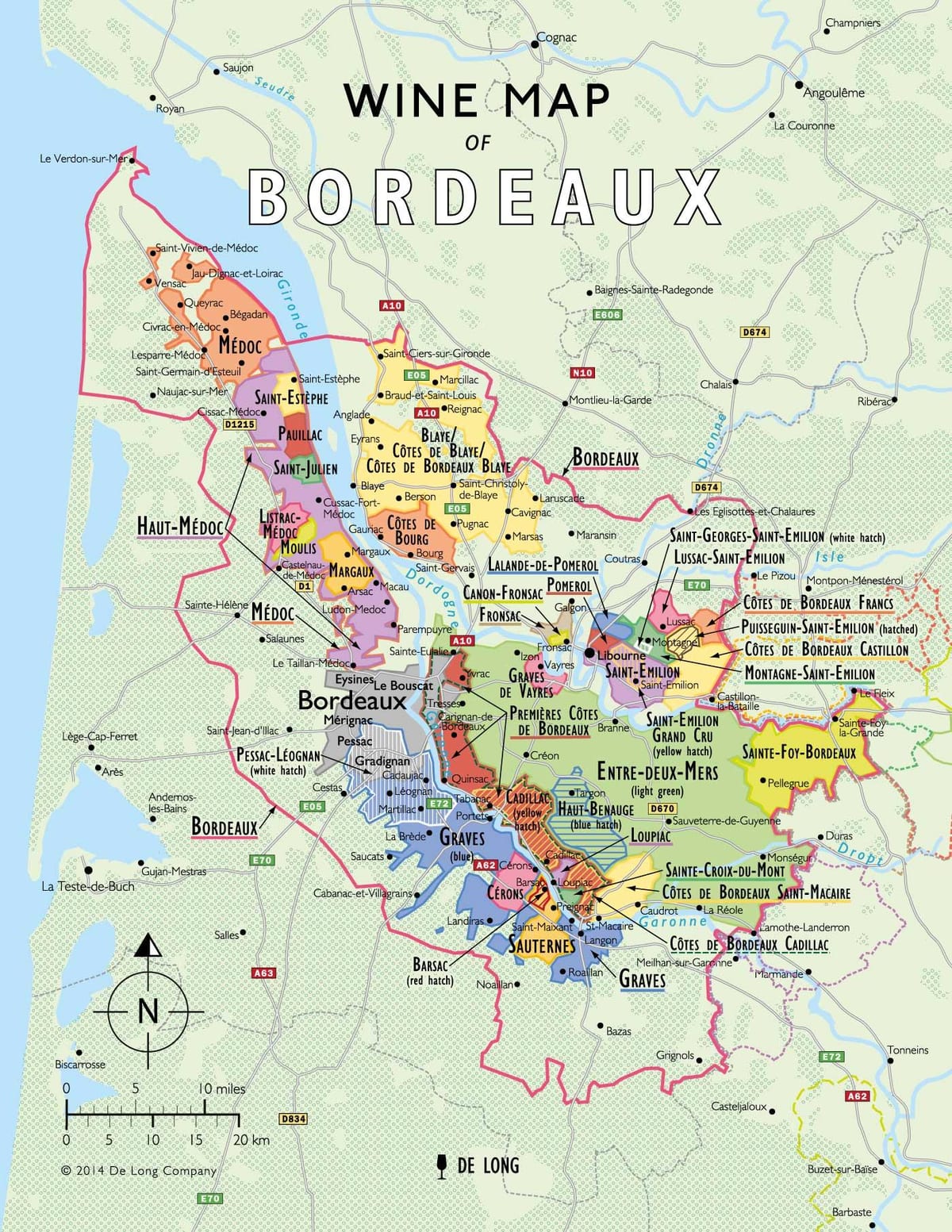 Bordeaux vinmarker kort