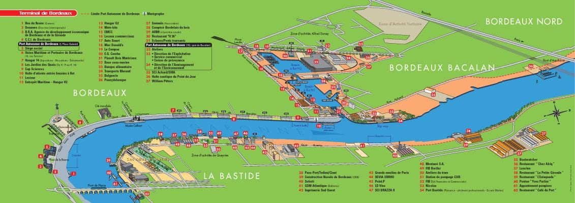kort over havnen i Bordeaux 