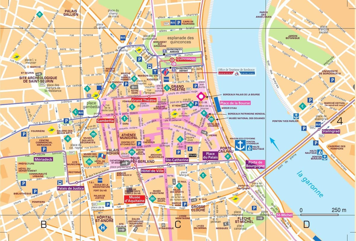 street map Bordeaux centrum