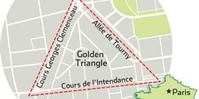 Kort over Bordeaux gyldne trekant 
