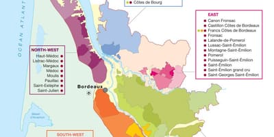 Kort over Bordeaux vin land