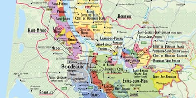 Kort over Bordeaux vin rute 