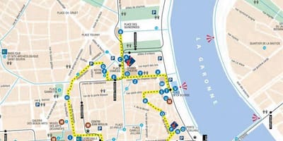 Kort over Bordeaux walking tour