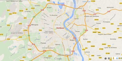 Kort Bordeaux-området i frankrig